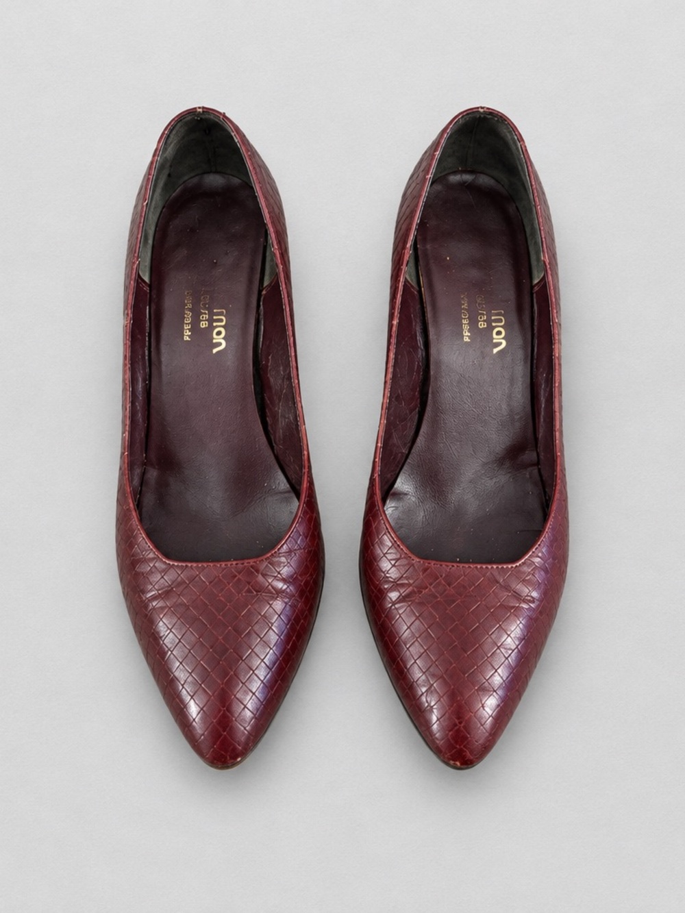 Freedman vintage Woven Pointed-Toe Pumps in Burgundy Leather - size 5